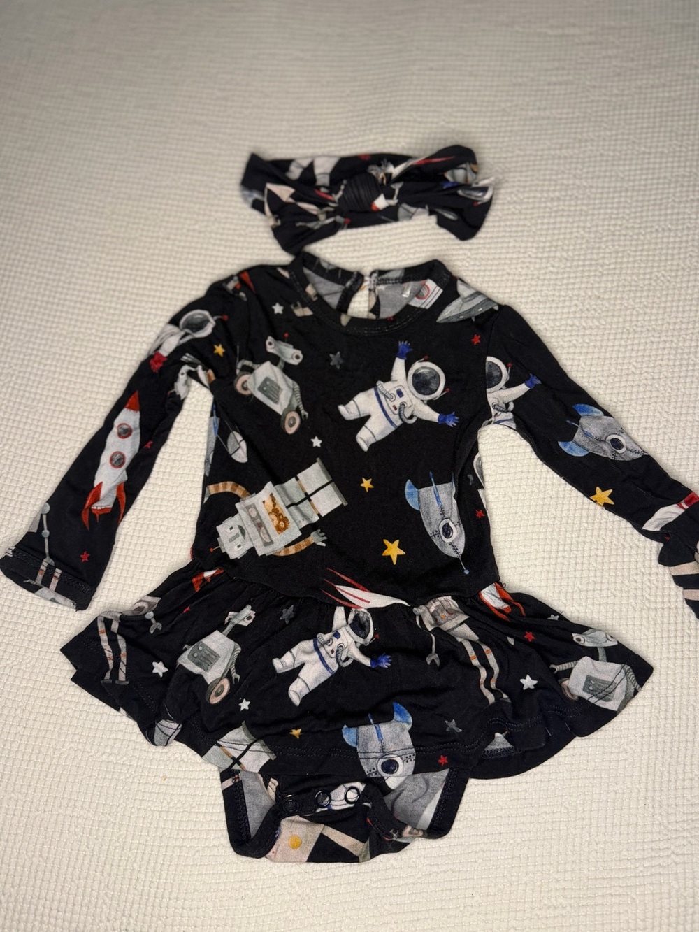 Bums and Roses Little Bum Bums Baby 3-6m Space Tutu Black Bamboo with Headband